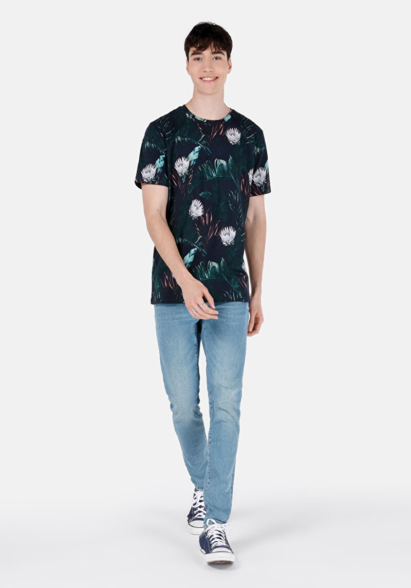 Slim Fit Düşük Bel Dar Paça Erkek İndigo Jean Pantolon