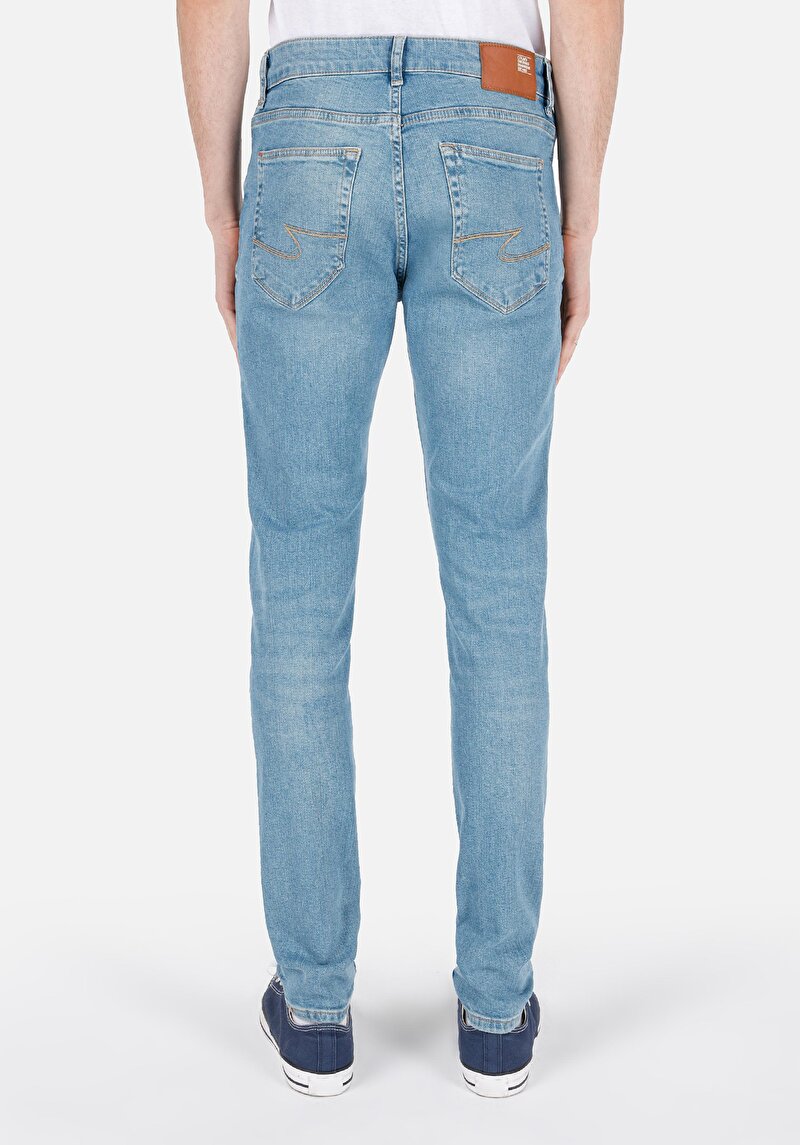 Slim Fit Düşük Bel Dar Paça Erkek İndigo Jean Pantolon