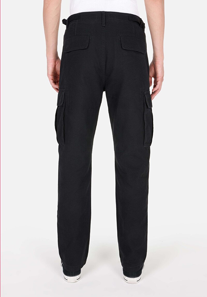 Comfort Fit Orta Bel Düz Paça Erkek Siyah  Pantolon