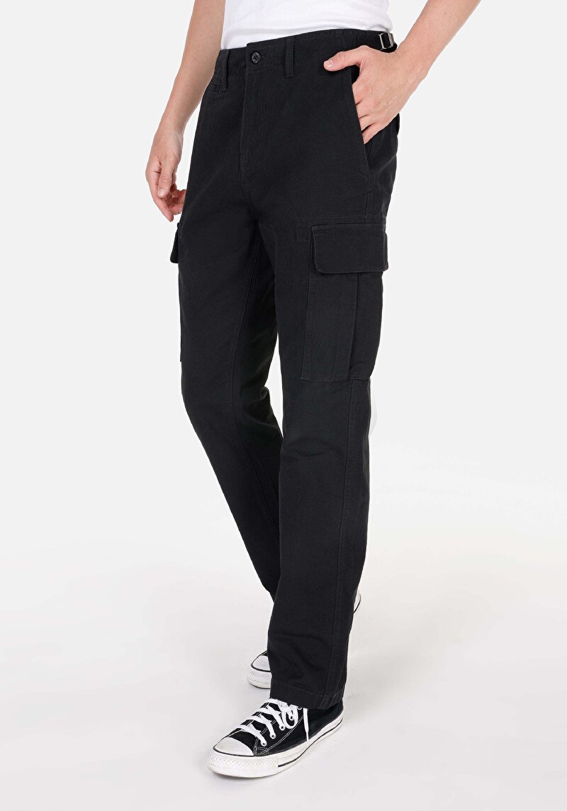 Comfort Fit Orta Bel Düz Paça Erkek Siyah  Pantolon