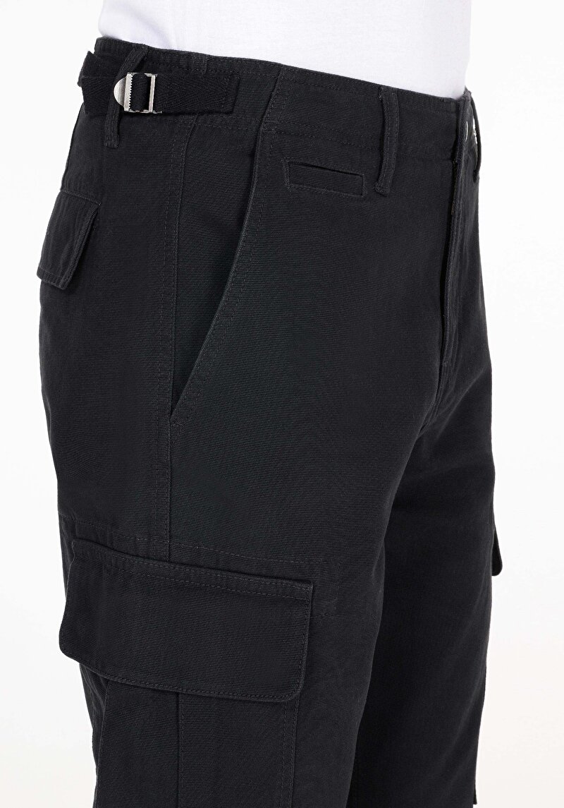 Comfort Fit Orta Bel Düz Paça Erkek Siyah  Pantolon