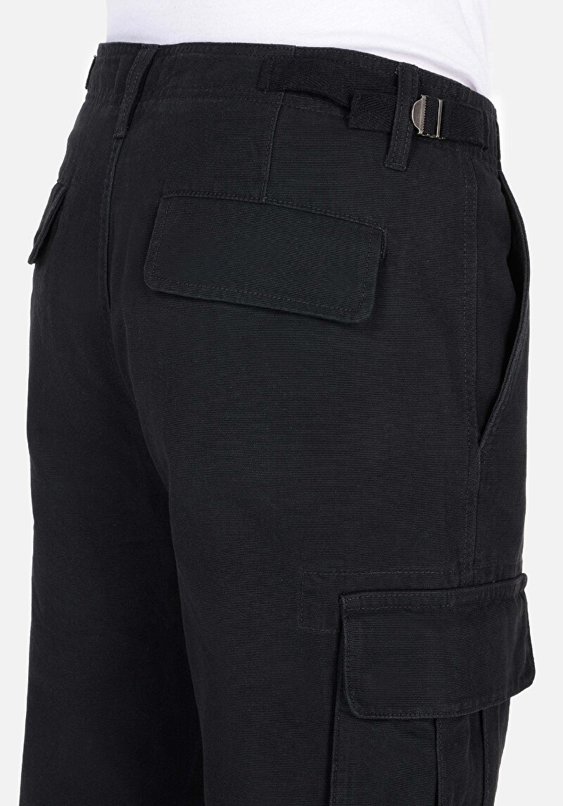 Comfort Fit Orta Bel Düz Paça Erkek Siyah  Pantolon