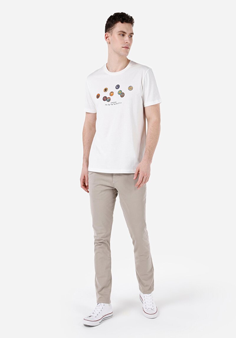 Regular Fit Yuvarlak Yaka Düz Erkek Beyaz Kısa Kol Tişört