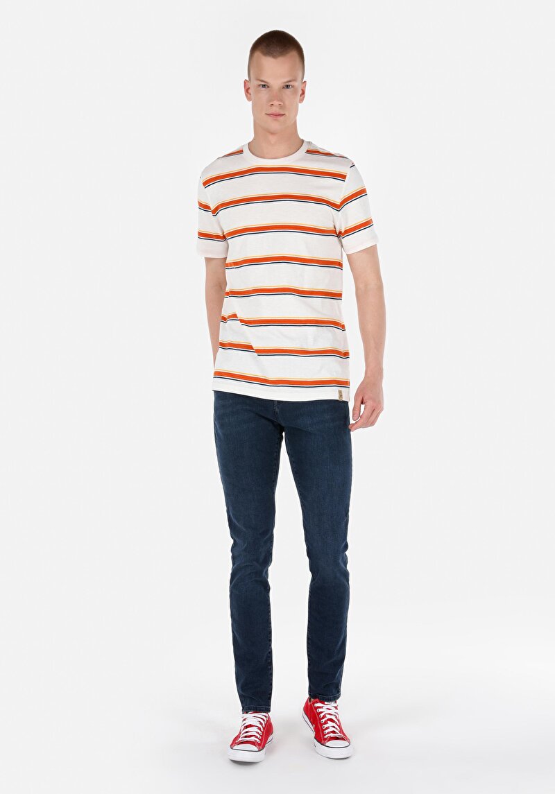 Slim Fit Düşük Bel Dar Paça Cepli Erkek Koyu İndigo Jean Pantolon