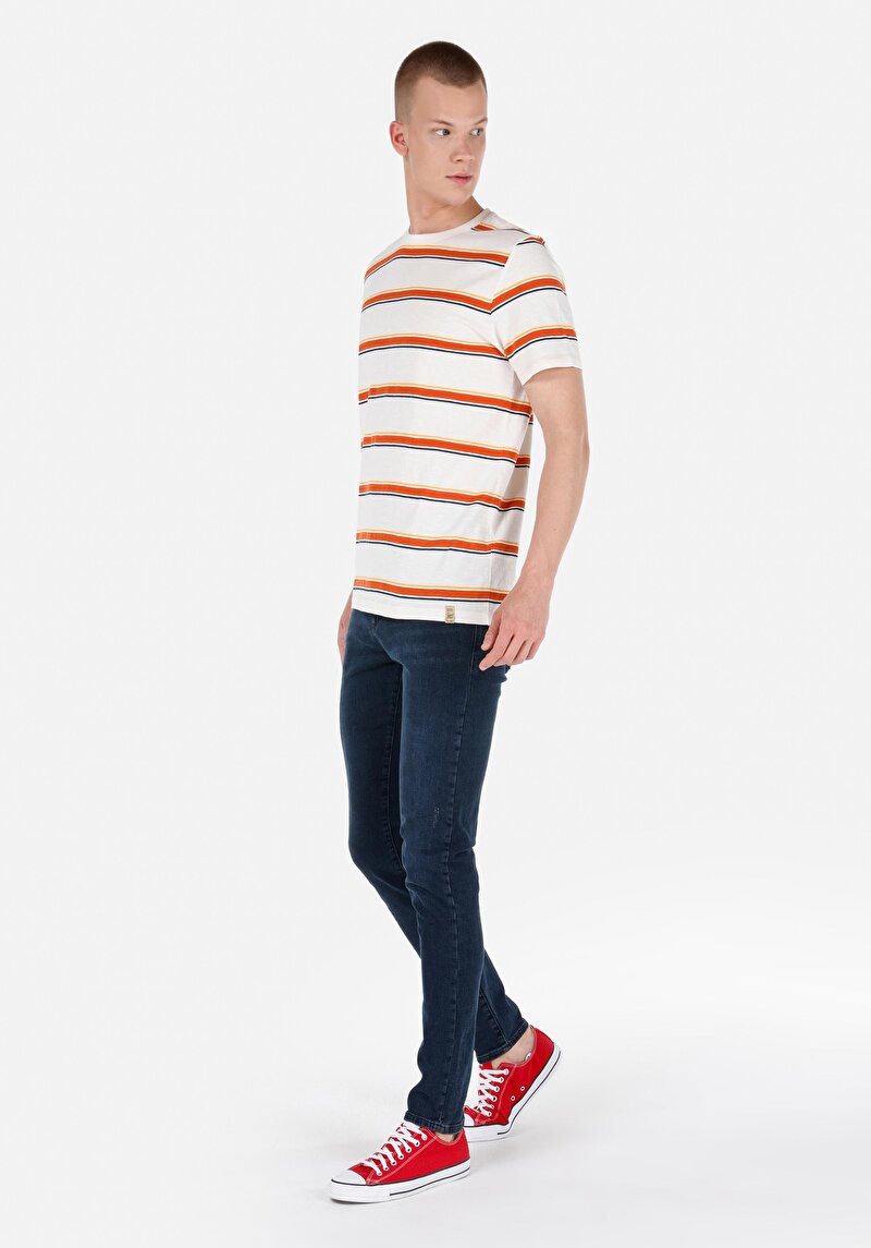 Slim Fit Düşük Bel Dar Paça Cepli Erkek Koyu İndigo Jean Pantolon