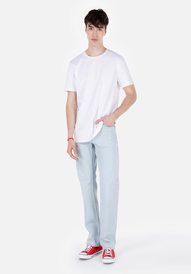Regular Fit Orta Bel Düz Paça Erkek İndigo Jean Pantolon