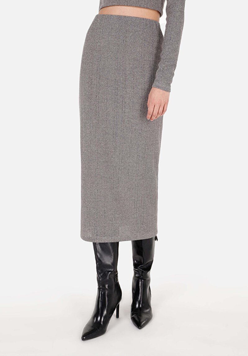 Slim Fit Kadın Antrasit Etek