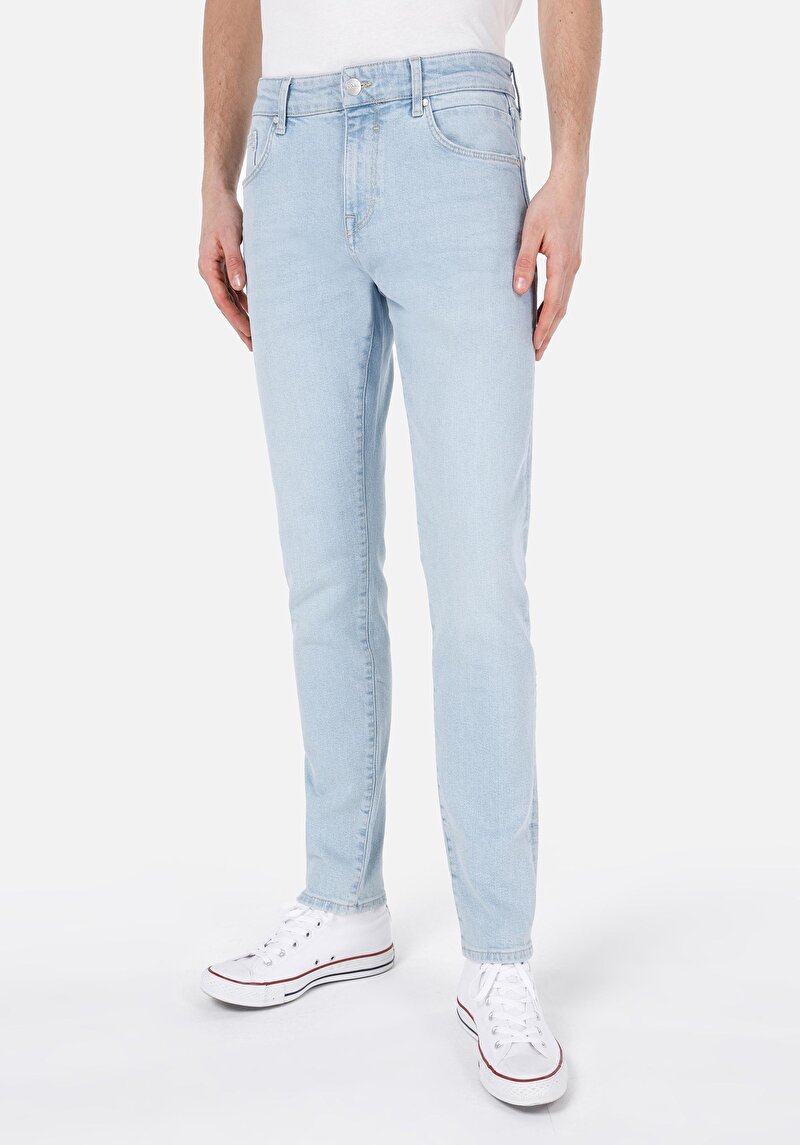 Slim Fit Erkek İndigo Jean Pantolon