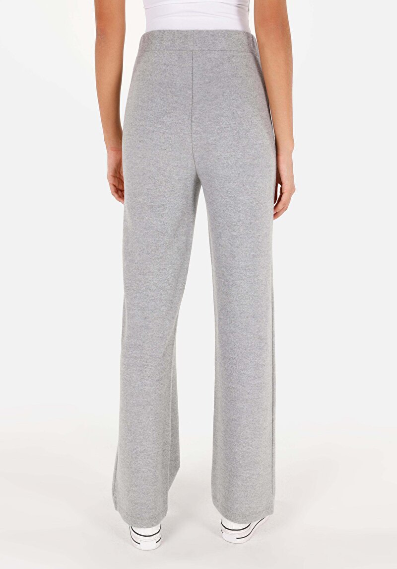 Regular Fit Orta Bel Kadın Örme Gri Eşofman Altı