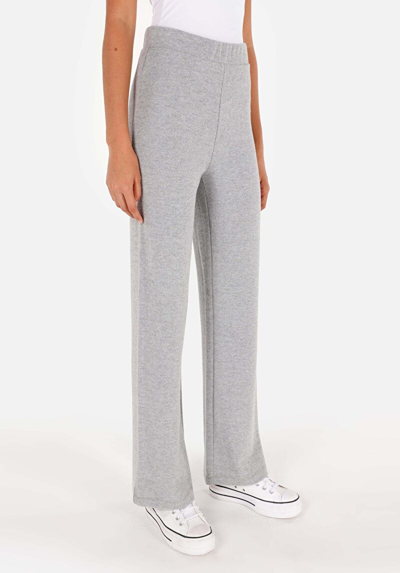 Regular Fit Orta Bel Kadın Örme Gri Eşofman Altı