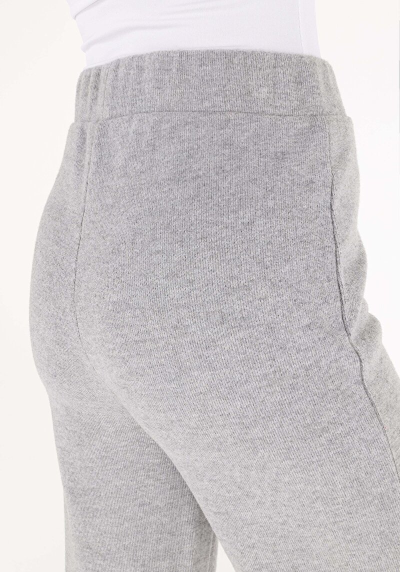 Regular Fit Orta Bel Kadın Örme Gri Eşofman Altı