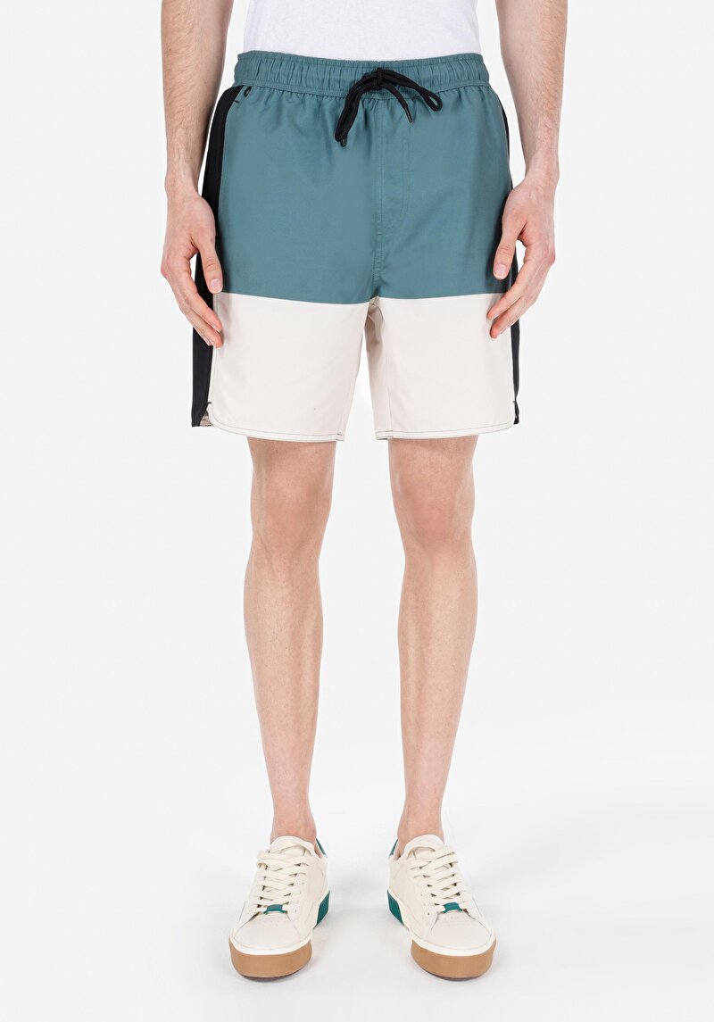 Slim Fit Erkek Dokuma Çok Renkli Deniz Şortu