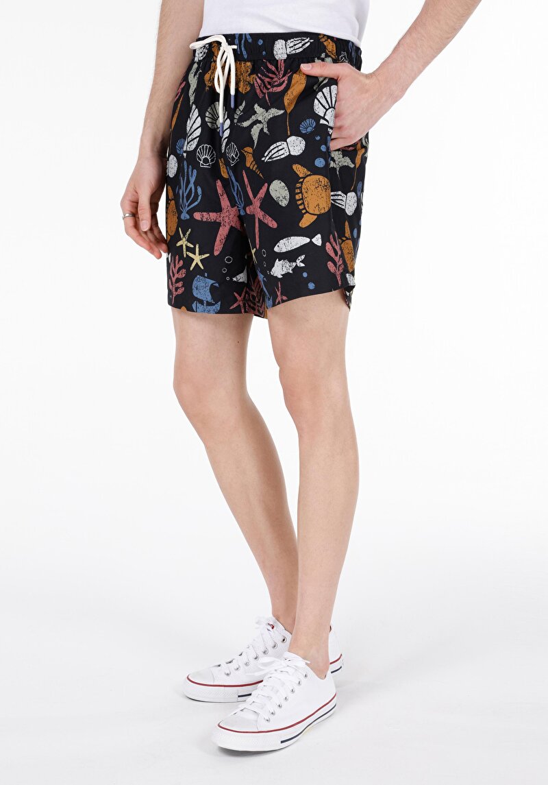 Regular Fit Erkek Siyah Deniz Şortu