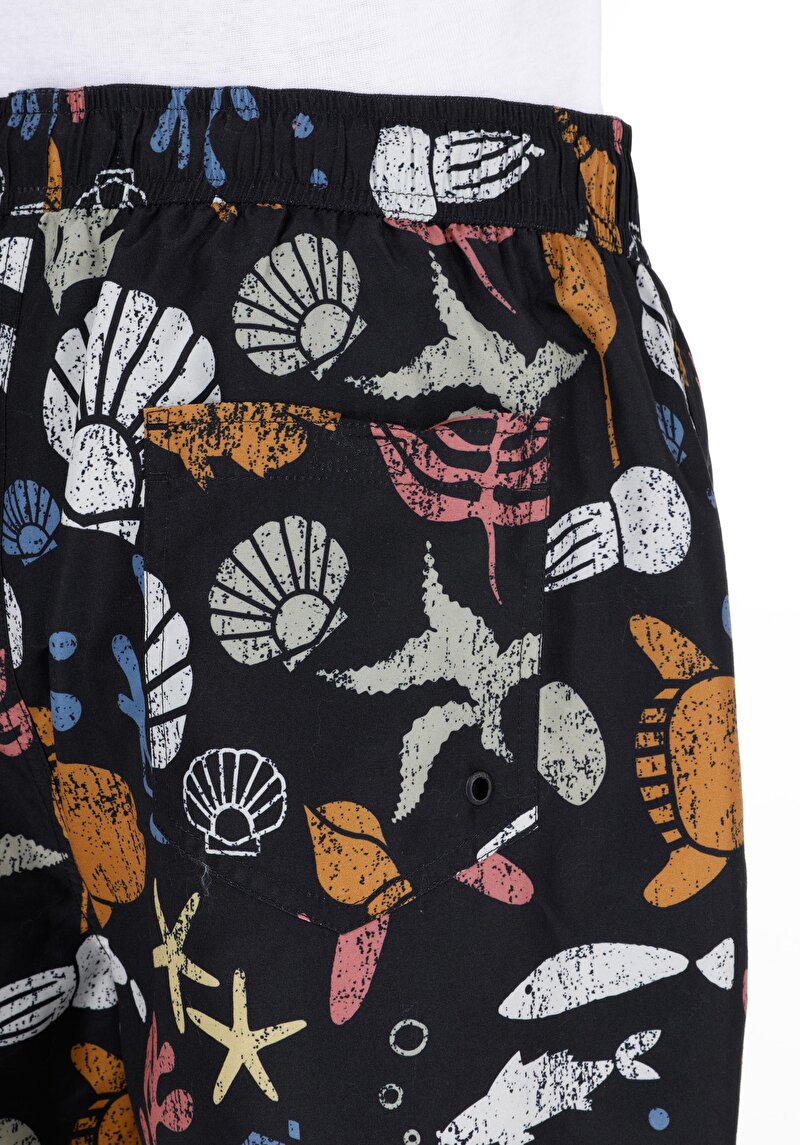 Regular Fit  Erkek Siyah Deniz Şortu