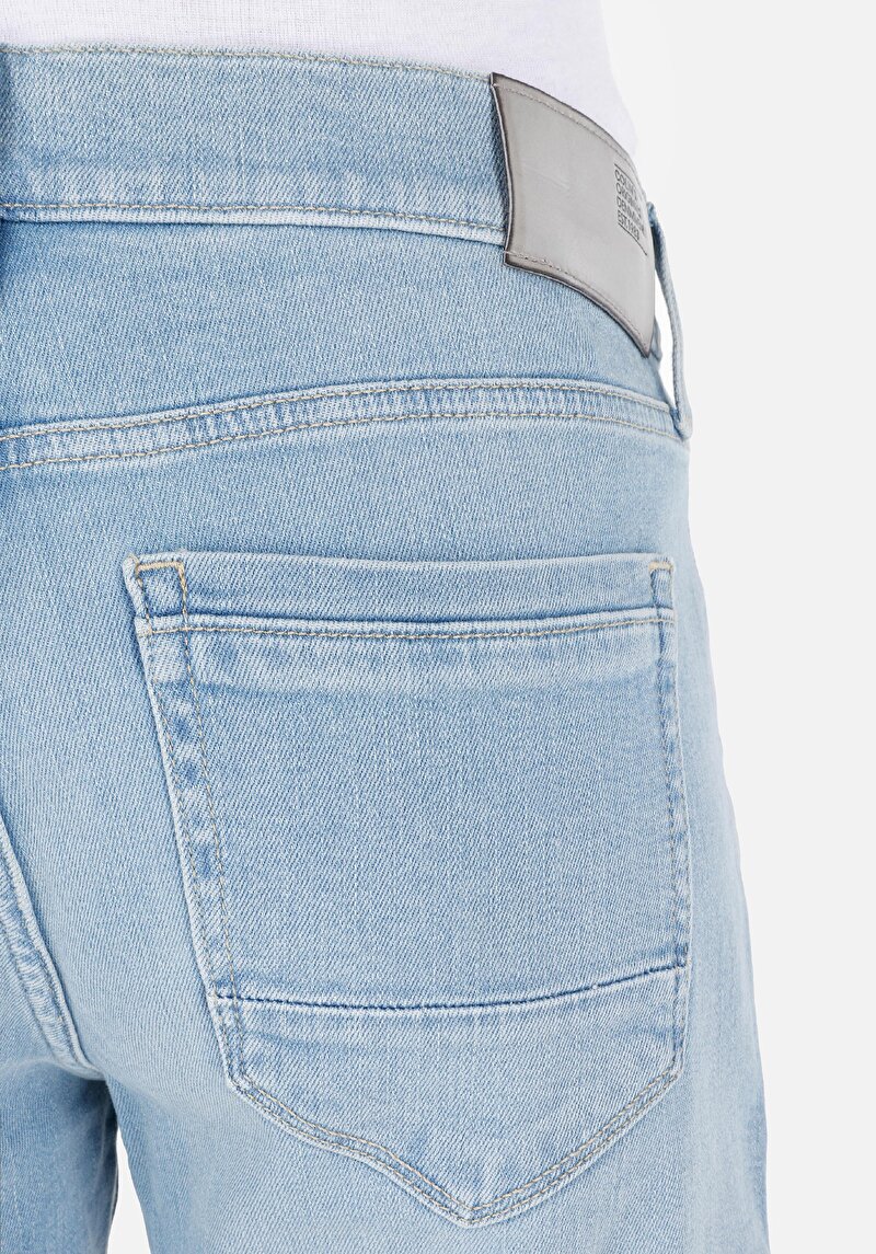 Slim Fit Düşük Bel Erkek İndigo Denim Jean Şort