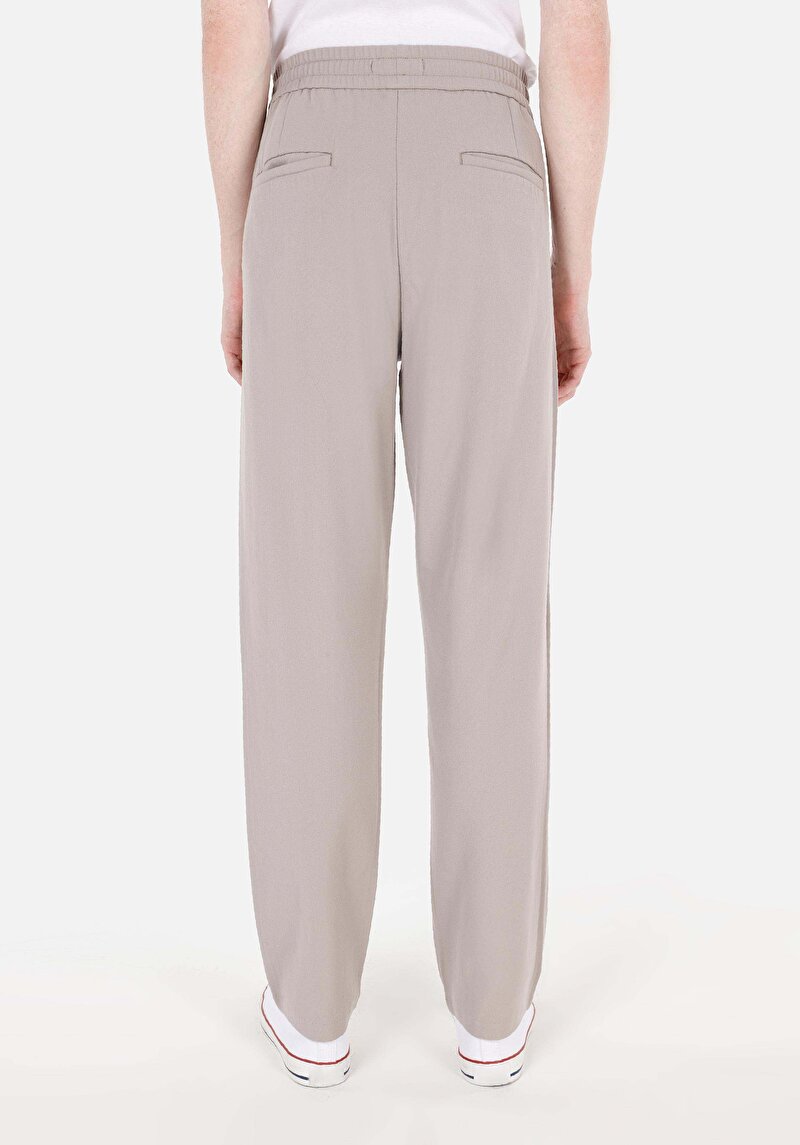 Regular Fit Orta Bel Düz Paça Erkek Bej  Pantolon