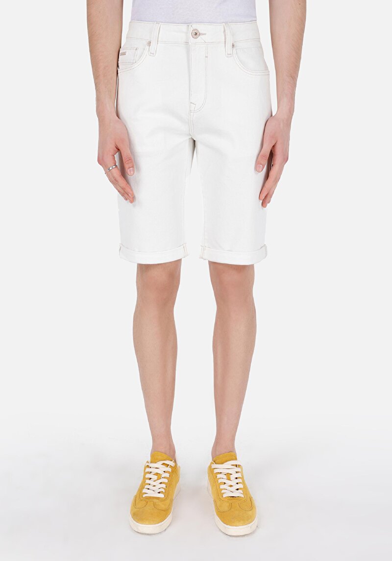 Straight Fit Düşük Bel Erkek Lacivert Jean Şort