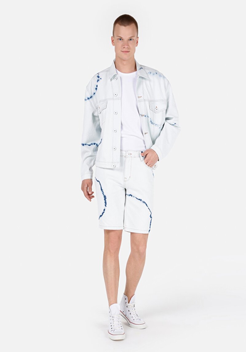 Regular Fit Orta Bel Erkek Natural Jean Şort