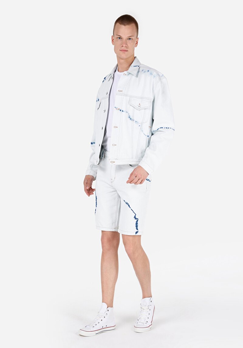 Regular Fit Orta Bel Erkek Natural Jean Şort