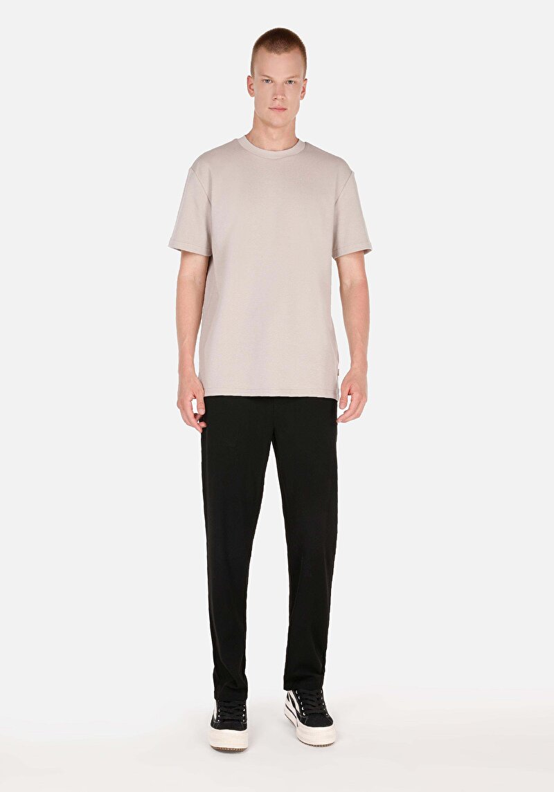 Regular Fit Orta Bel Düz Paça Erkek Siyah  Pantolon