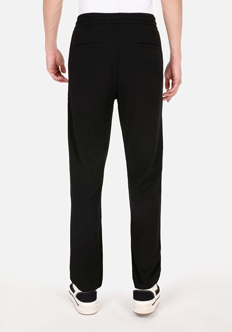 Regular Fit Orta Bel Düz Paça Erkek Siyah  Pantolon