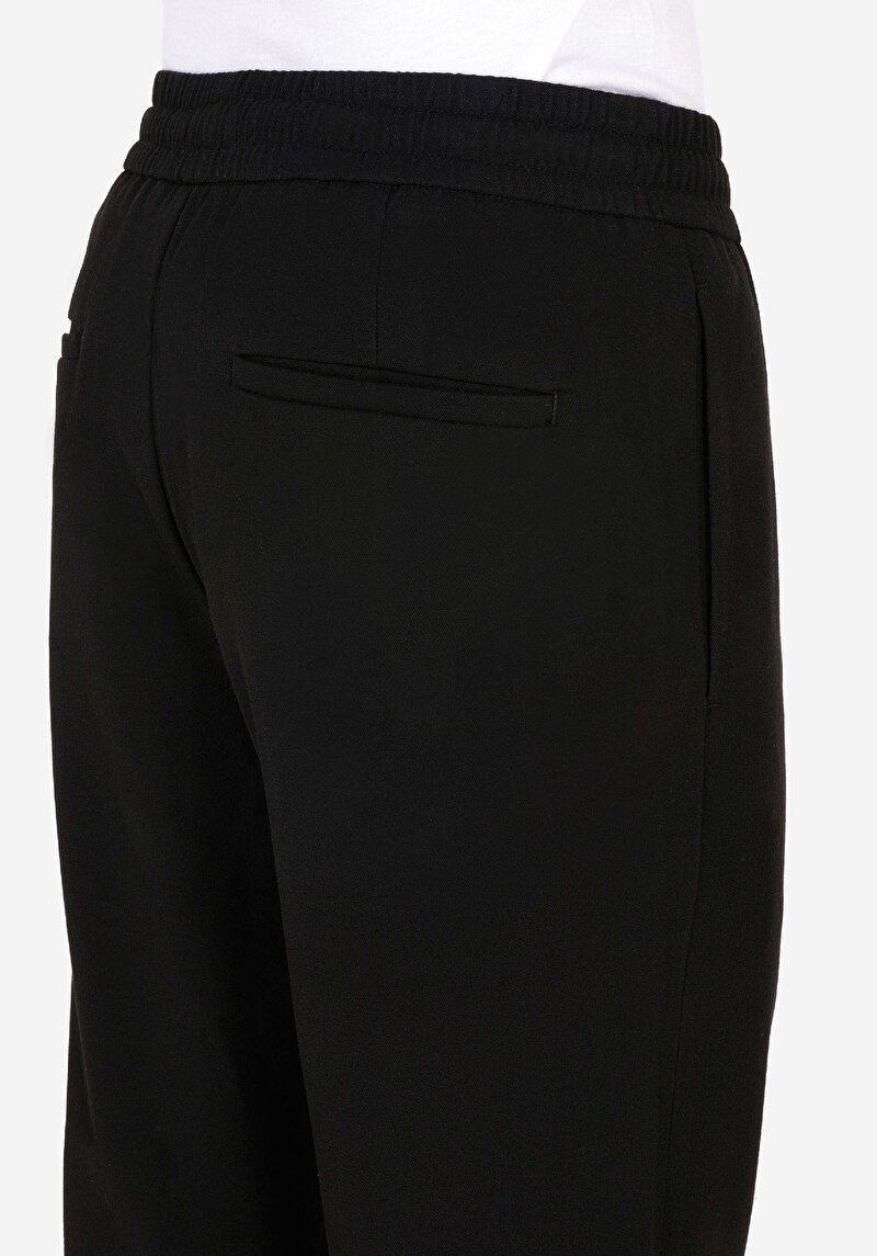 Regular Fit Orta Bel Düz Paça Erkek Siyah  Pantolon