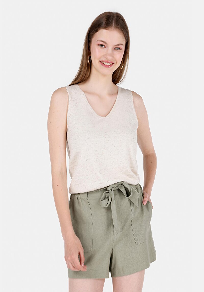 Slim Fit Kadın Ekru Kazak