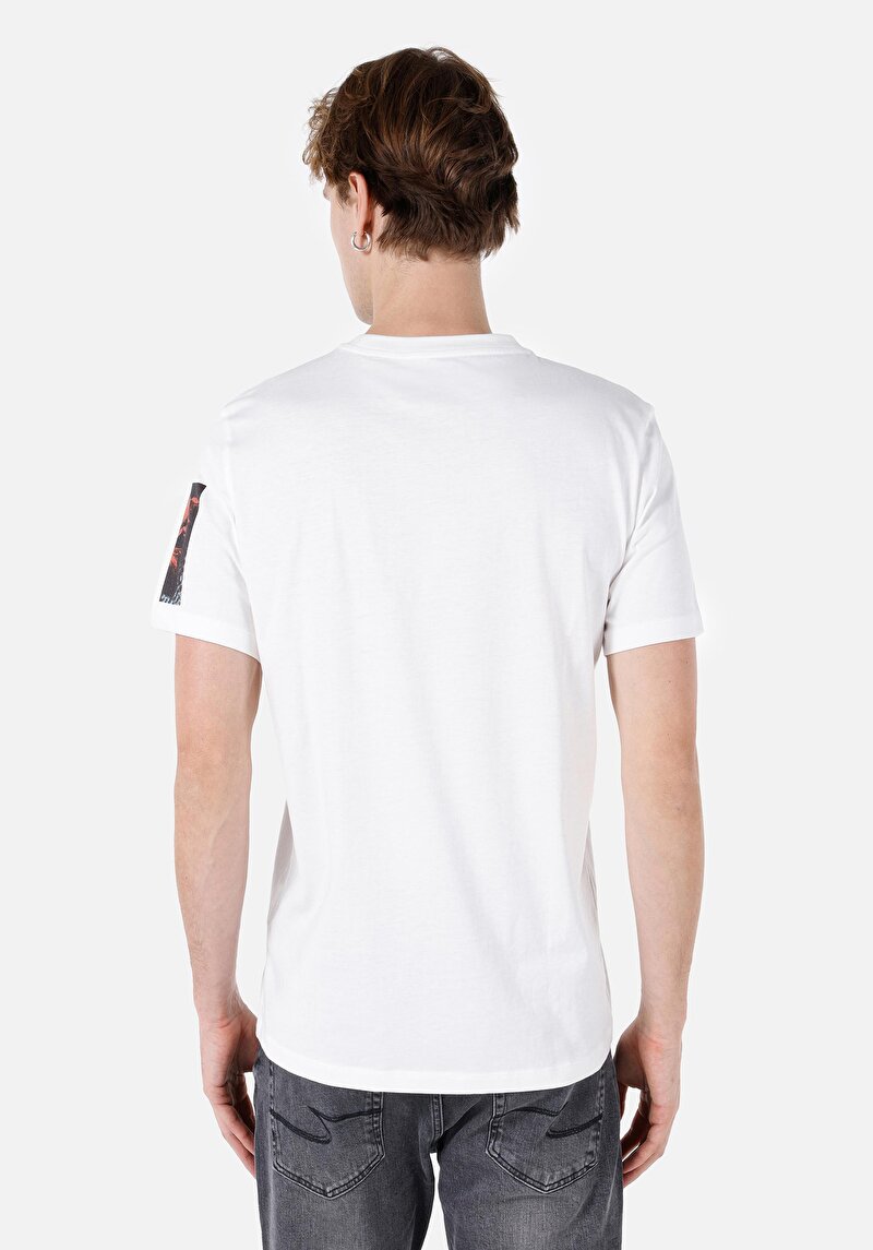 Regular Fit Yuvarlak Yaka Düz Erkek Beyaz Kısa Kol Tişört