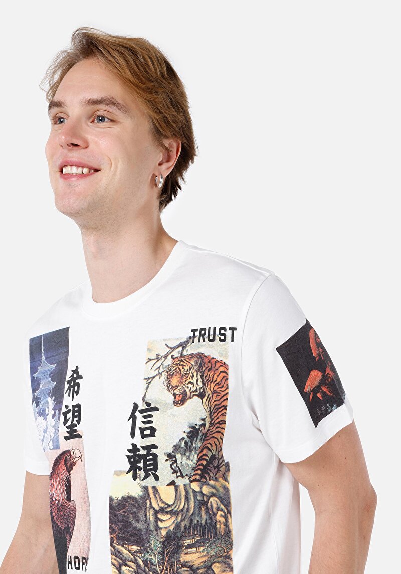 Regular Fit Yuvarlak Yaka Düz Erkek Beyaz Kısa Kol Tişört