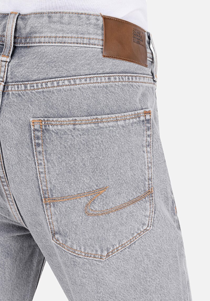 Regular Fit Orta Bel  Erkek Gri Jean Şort
