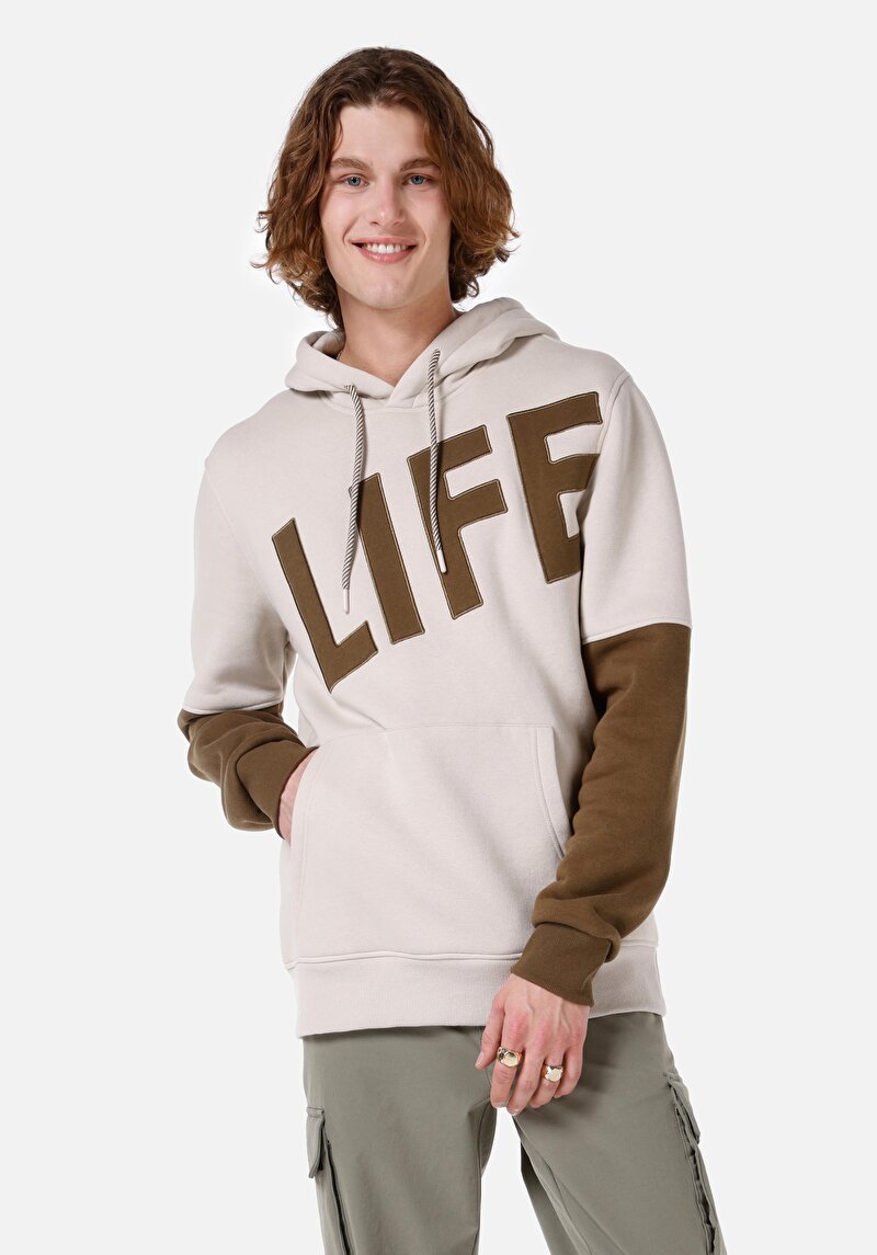 Regular Fit Erkek Taş Sweatshirt