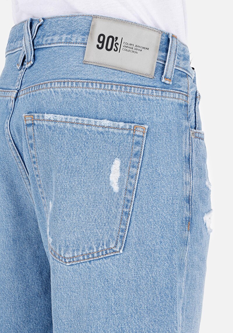 Loose Straight Fit Orta Bel  Erkek Siyah Jean Şort