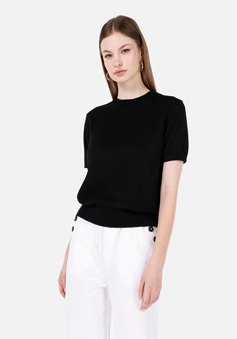 Regular Fit Kadın Siyah Kazak