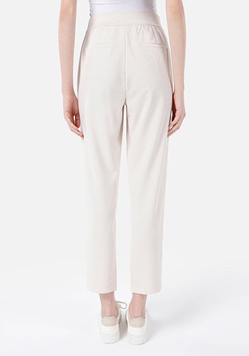 Regular Fit Orta Bel Düz Kadın Ekru Eşofman Altı