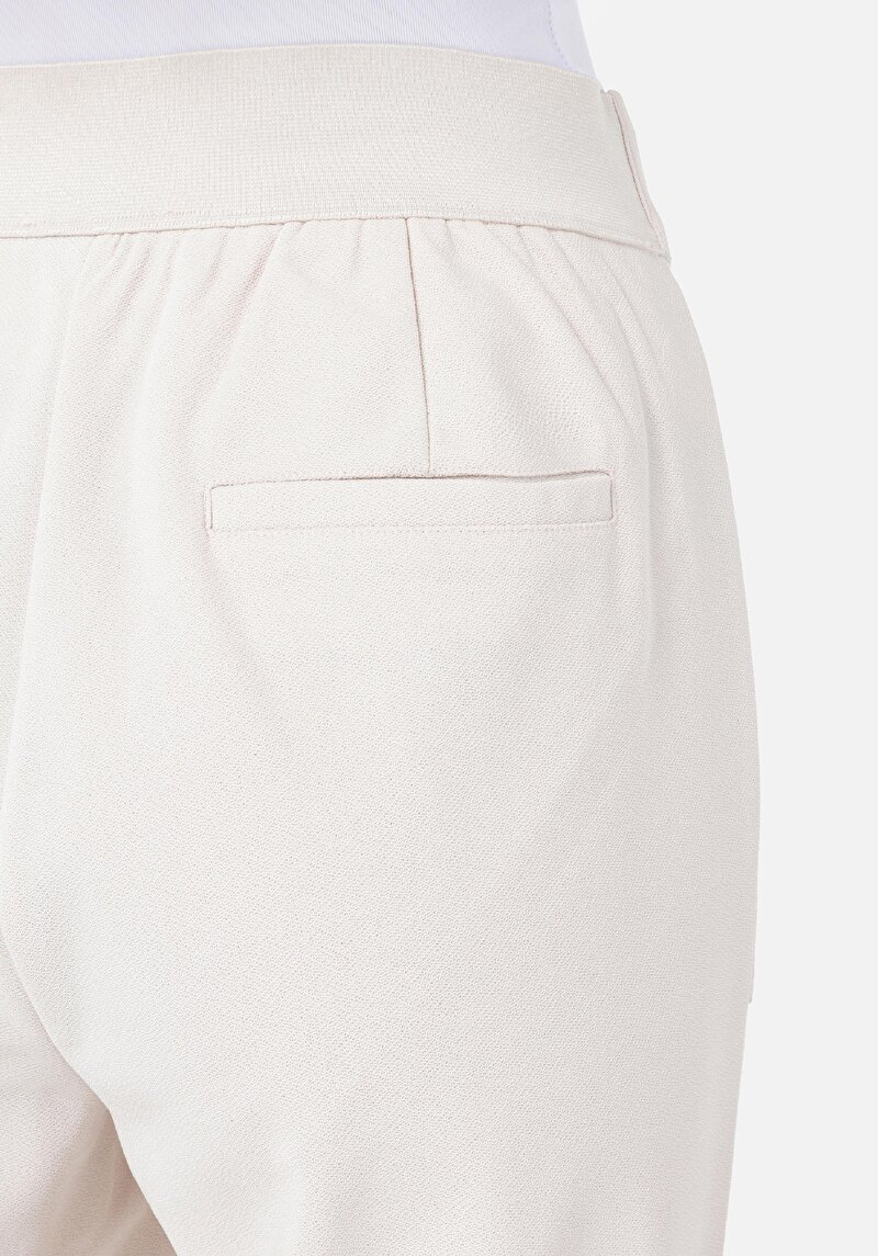 Regular Fit Orta Bel Düz Kadın Ekru Eşofman Altı