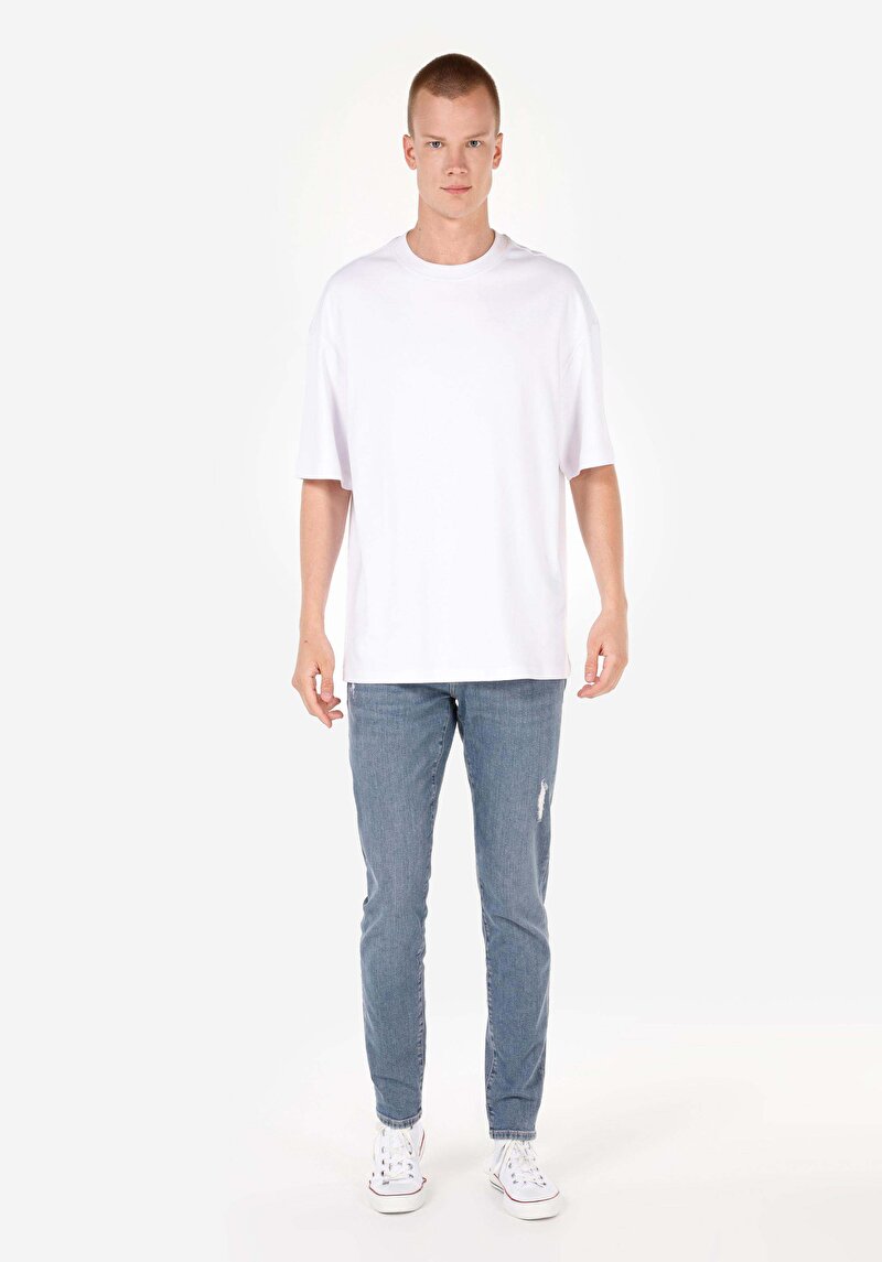 Slim Fit Düşük Bel Dar Paça Erkek Denim Jean Pantolon