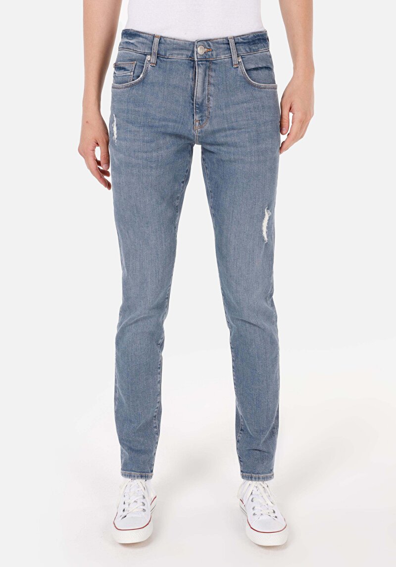 Slim Fit Düşük Bel Dar Paça Erkek Denim Jean Pantolon