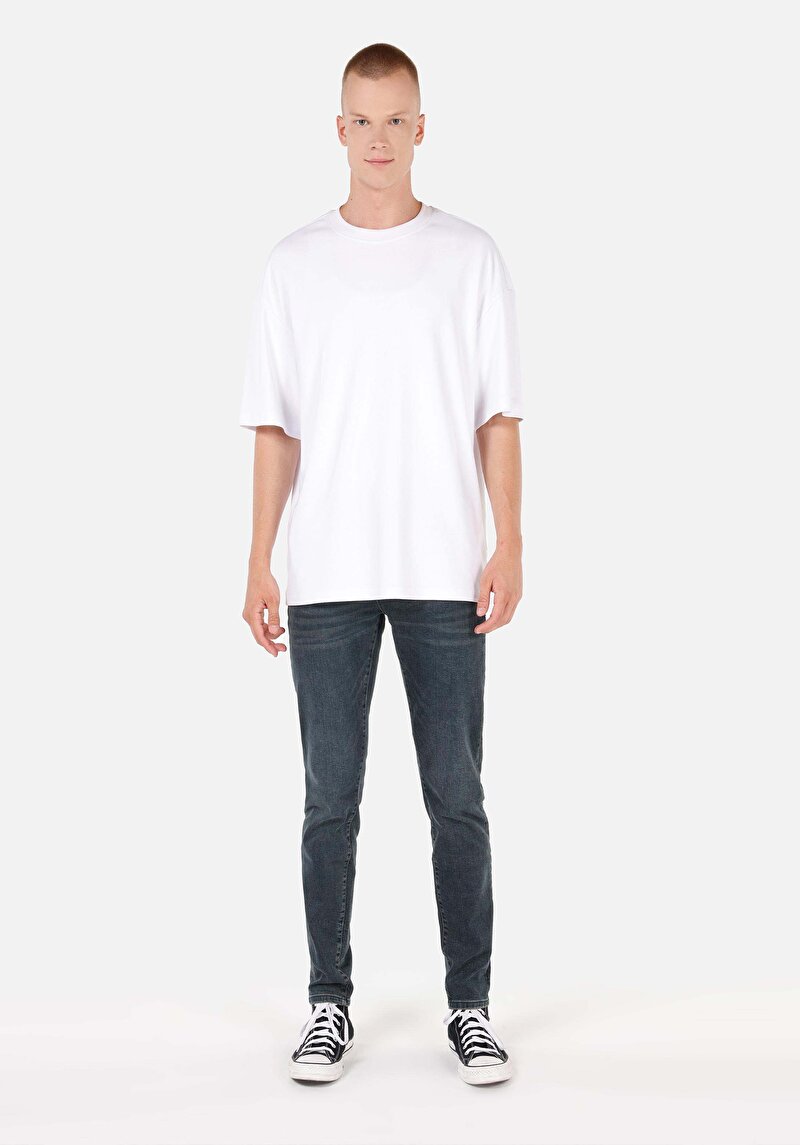 Slim Fit Düşük Bel Dar Paça Erkek Yeşil Jean Pantolon