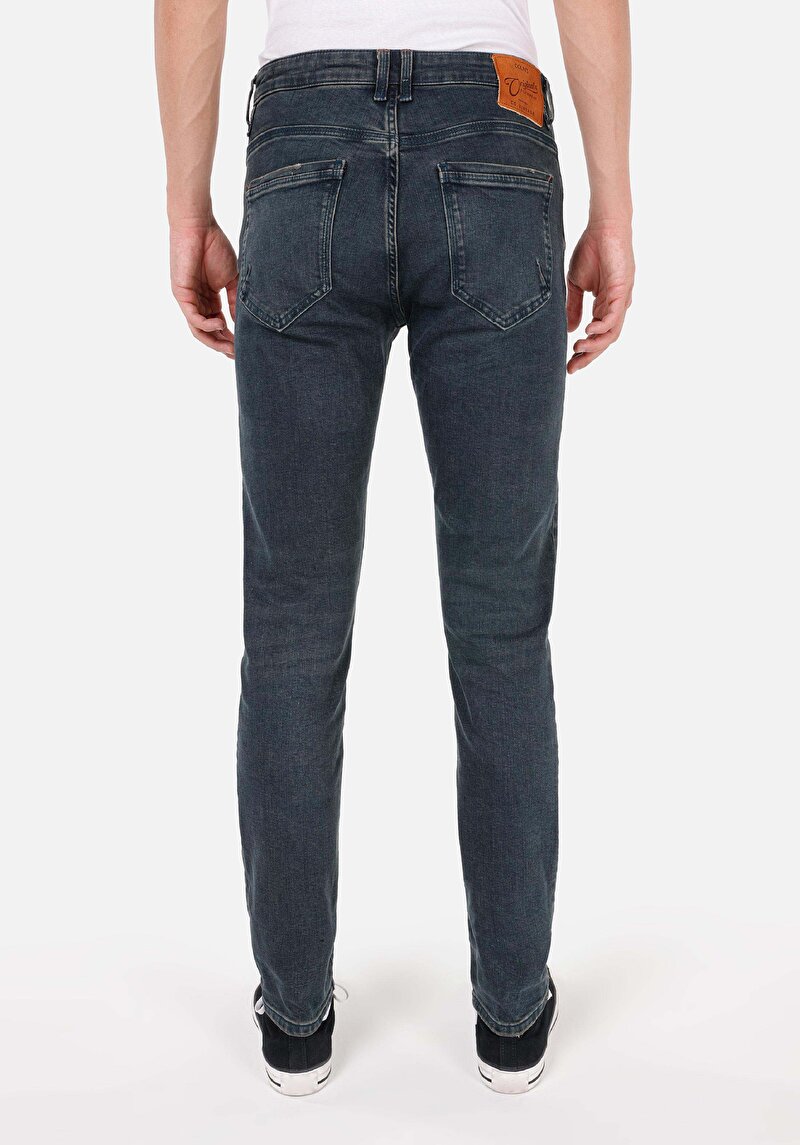 Slim Fit Düşük Bel Dar Paça Erkek Yeşil Jean Pantolon