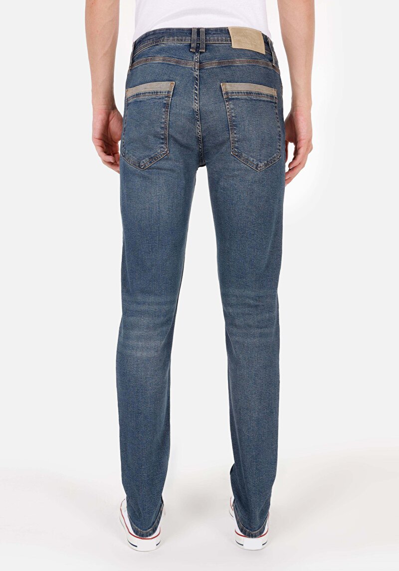 Straight Fit Düşük Bel Düz Paça Erkek İndigo Jean Pantolon