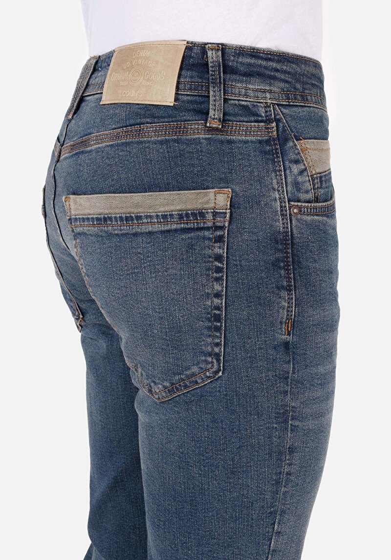 Straight Fit Düşük Bel Düz Paça Erkek İndigo Jean Pantolon