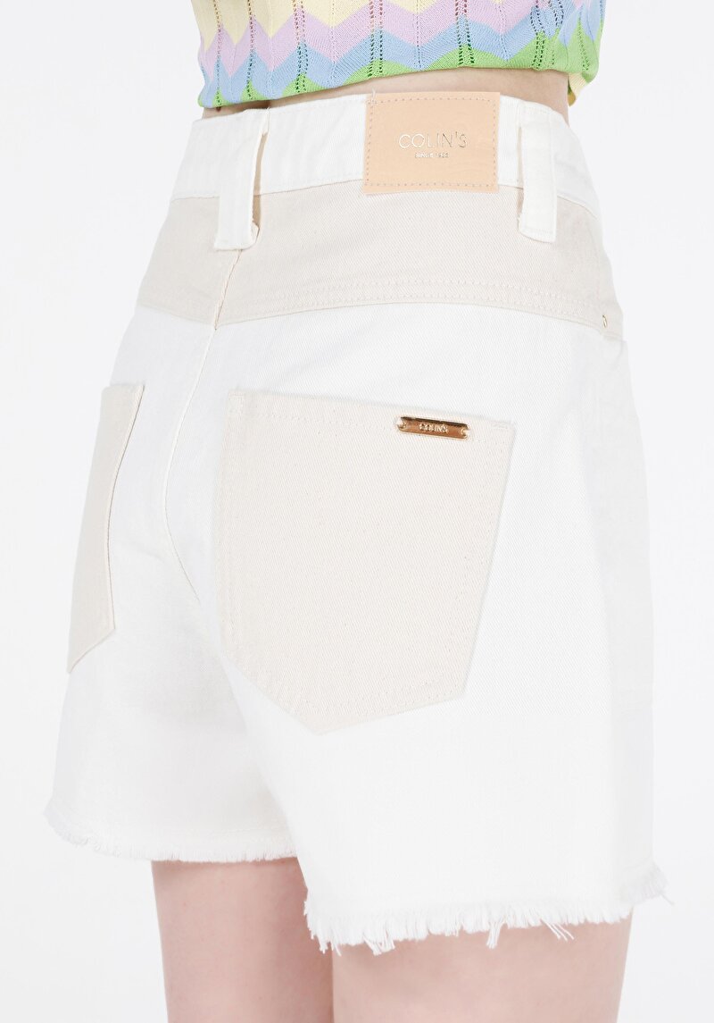 Mom Fit Yüksek Bel  Kadın İndigo Jean Şort