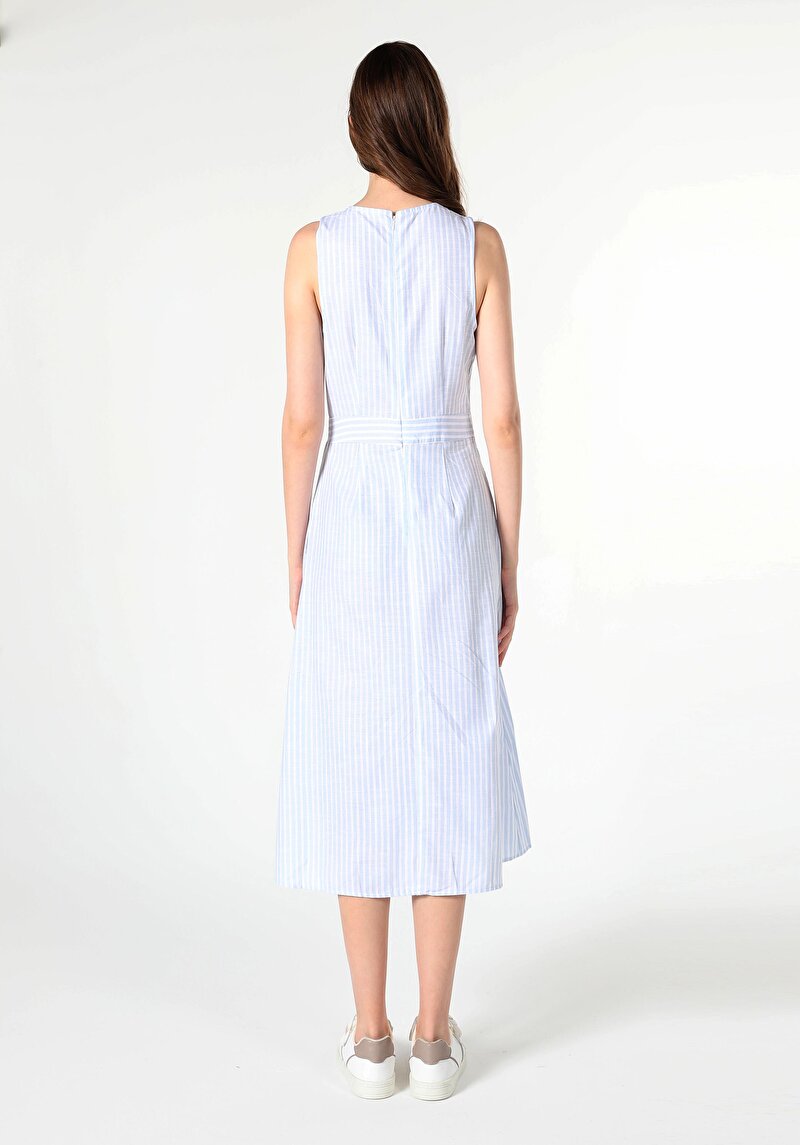 Slim Fit Pamuklu Kadın Mavi Elbise