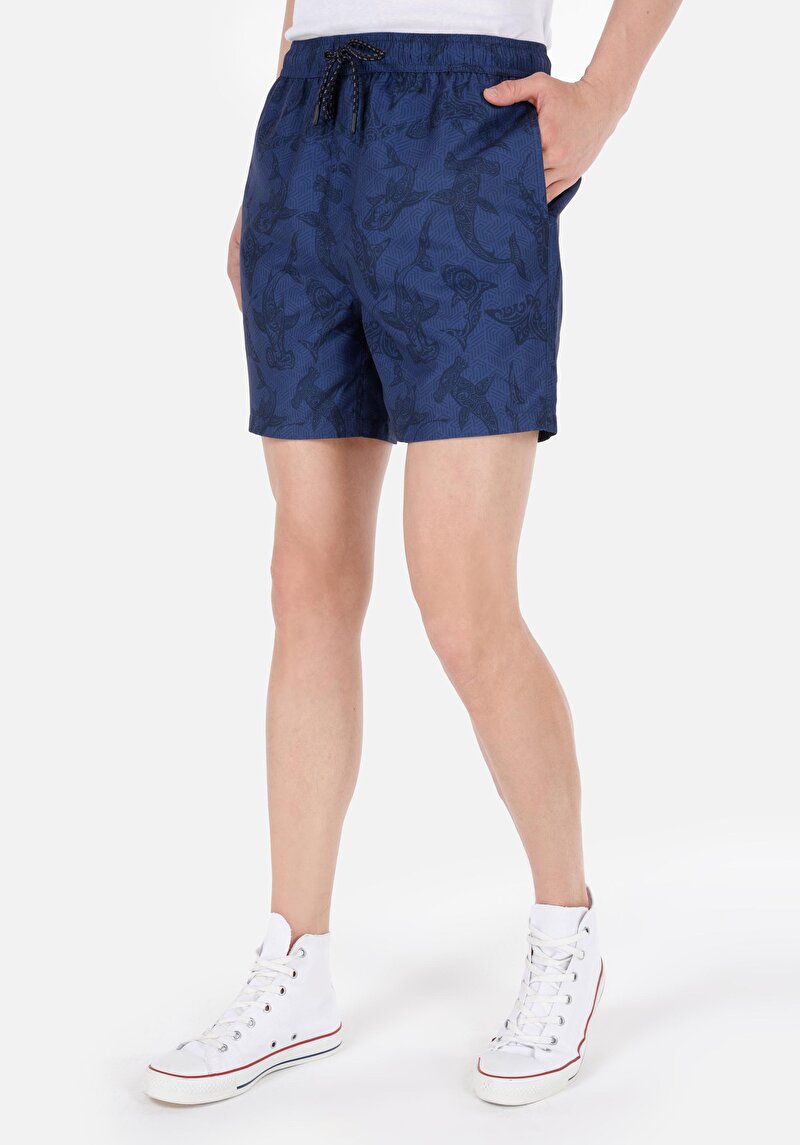 Regular Fit Erkek Mavi Deniz Şortu