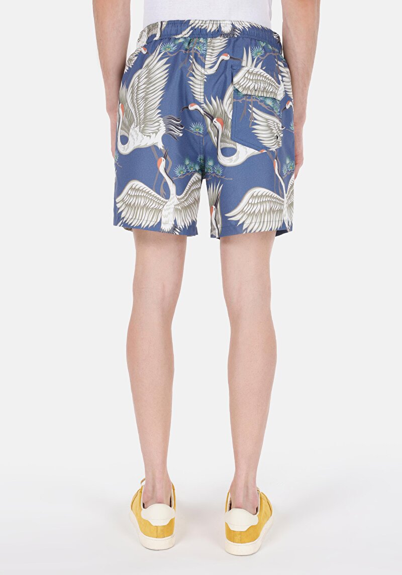 Slim Fit Orta Bel Erkek Lacivert Deniz Şortu