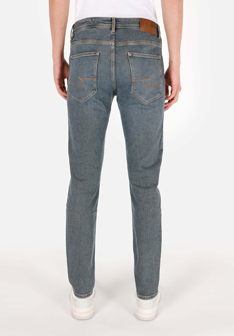 Straight Fit Düşük Bel Düz Paça Erkek Koyu İndigo Jean Pantolon