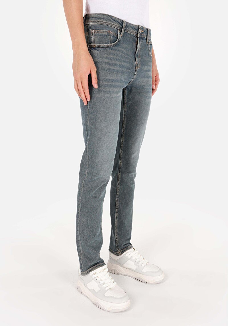 Straight Fit Düşük Bel Düz Paça Erkek Koyu İndigo Jean Pantolon