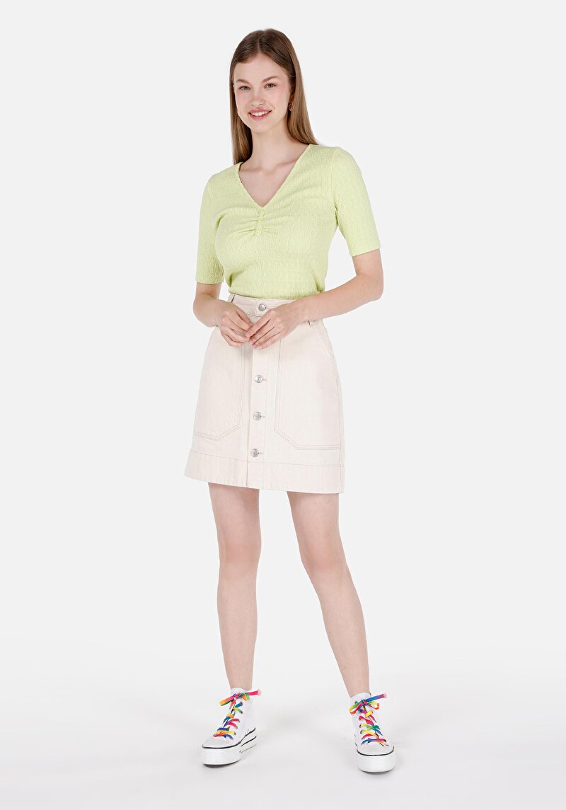 Slim Fit Kadın Mavi Etek