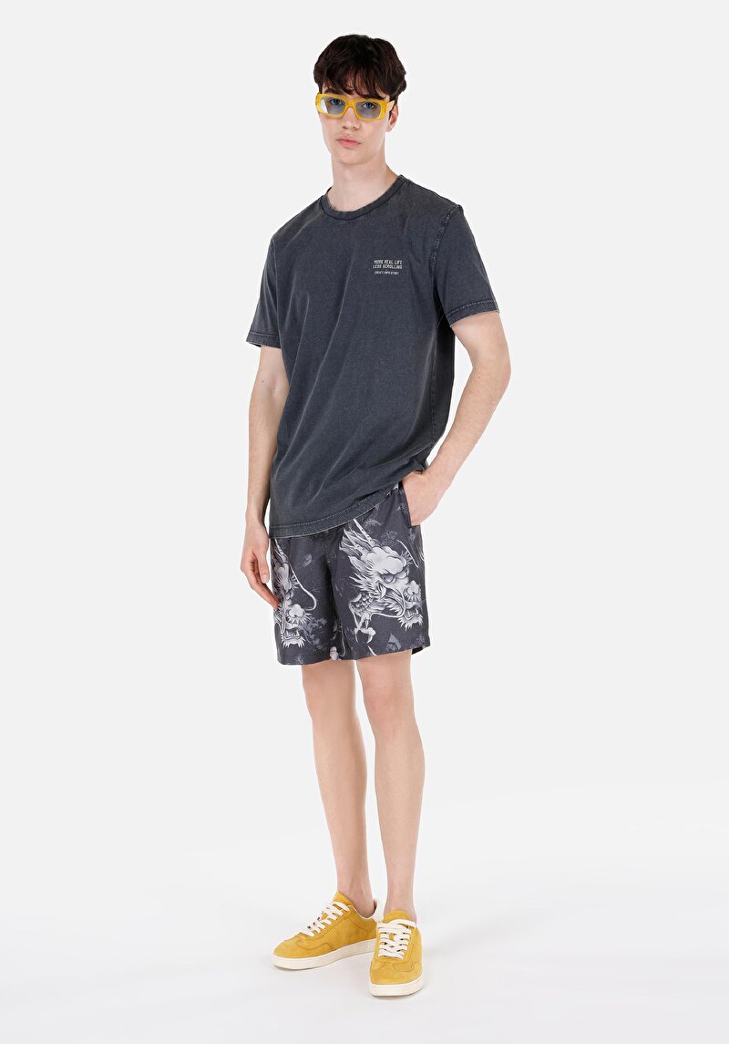 Slim Fit Erkek Siyah Deniz Şortu