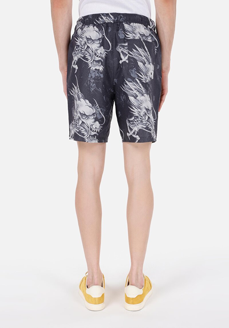 Slim Fit Erkek Siyah Deniz Şortu